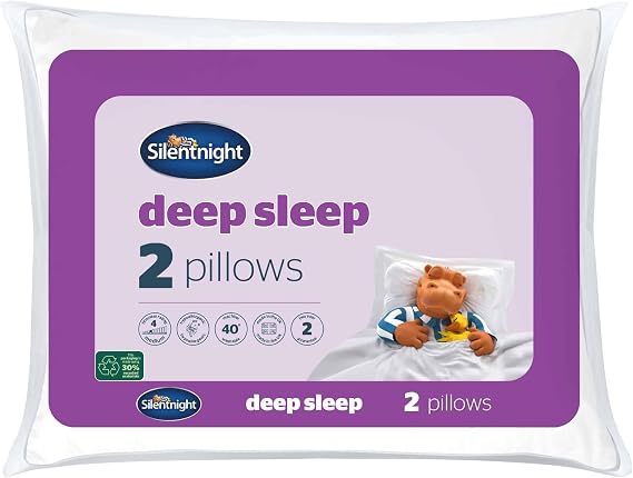 Silentnight Luxury Deep Sleep Pillow Pack of 2 - Pair of Bed Pillows with Luxurious Stitching and Soft Medium Support - Hypoallergenic and Machine Washable - 2 Pack
