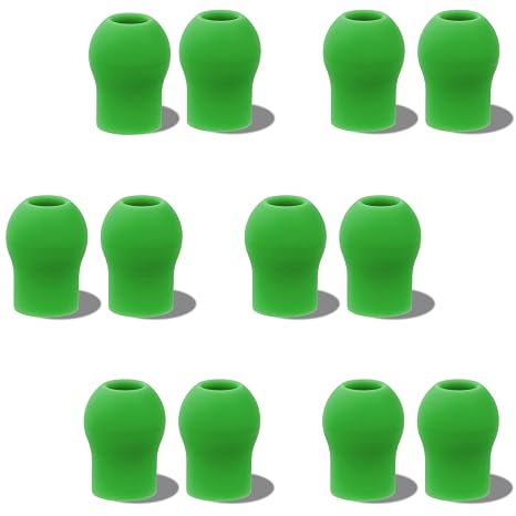 Replacement Ear Tips Compatible with EKO CORE 500 Digital Stethoscope, Original-Size Silicone, 6 Pairs (3 Small, 3 Large), Green