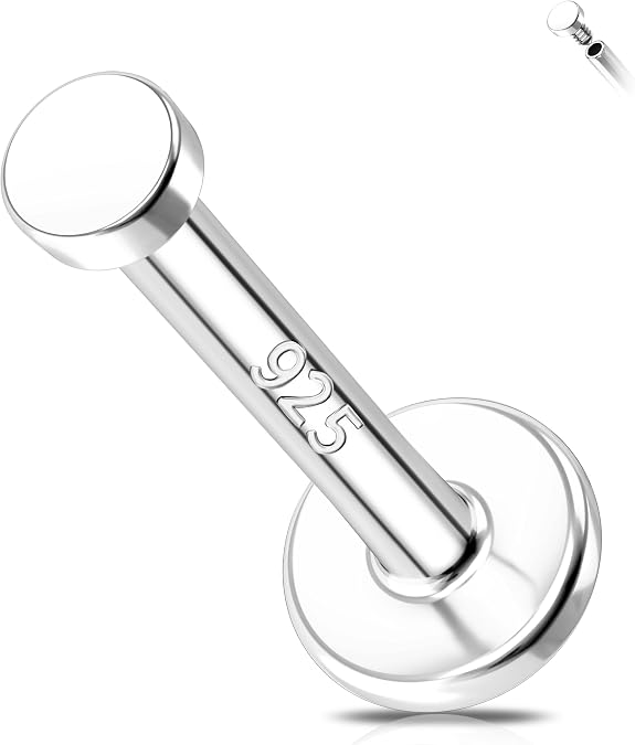 Melighting 16G Helix Earring Sterling Sliver 925 Cartilage Earring Internally Threaded Tragus Earring Flat Back Earring 6/8 mm Helix Piercing