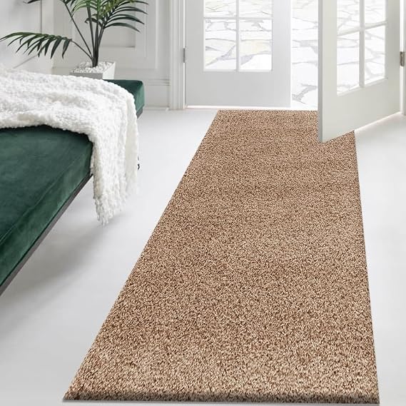 Fit Even Dream Shaggy Runner Rug - Hallway Carpet Runners, Non-Slip Floor Mats for Kitchen, Living Room, Corridor, Entryway, Door Entrances – (Beige, 60x220 cm)