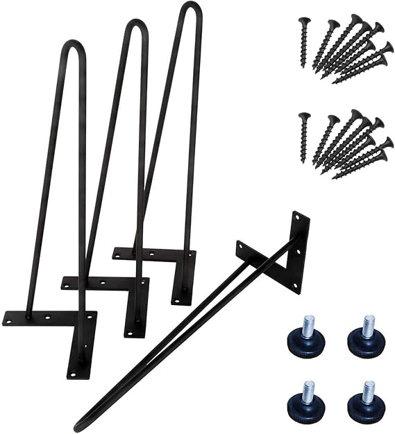 XFSHKJS 4-Pack Metal Furniture Legs, Industrial Look Heavy Duty DIY Furniture Metal Table Feet, for Coffee Tables, Benches, Cupboard, Come with Screws and Floor Protectors (Size : 8 inch/20cm)