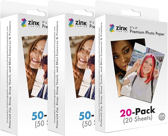 Zink 2"x3" Premium Photo Paper (120 Pack) Compatible with Polaroid Snap, Snap Touch, Zip and Mint Cameras and Printers