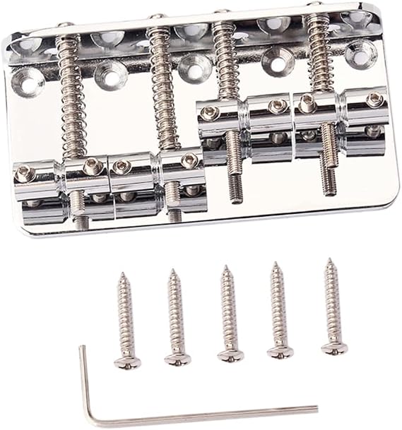 TOYANDONA Metal String Bass Bridge Vintage Style Bridge for Guitar Screws and Wrench for Bass Guitar Strings