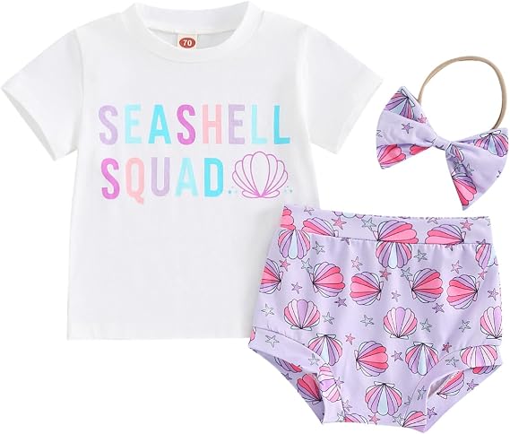 Baby Girl Summer Clothes Letter T Shirt Top +Floral Bloomer Shorts+Headband 3 Piece Shorts Set Newborn Infant Outfit