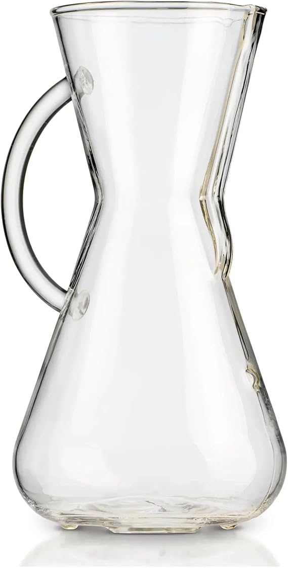 Chemex Pour-Over Glass Coffeemaker - Glass Handle Series - 3-Cup - Exclusive Packaging | All-Glass Handle Manual Drip Coffee Brewer, Borosilicate Glass, Uses FP-2 Filters, Sediment-Free
