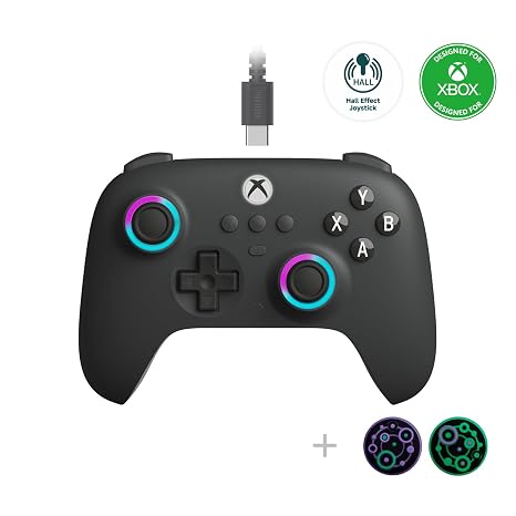 8Bitdo Ultimate C Wired Controller with RGB Lighting Fire Ring - Dark Gray