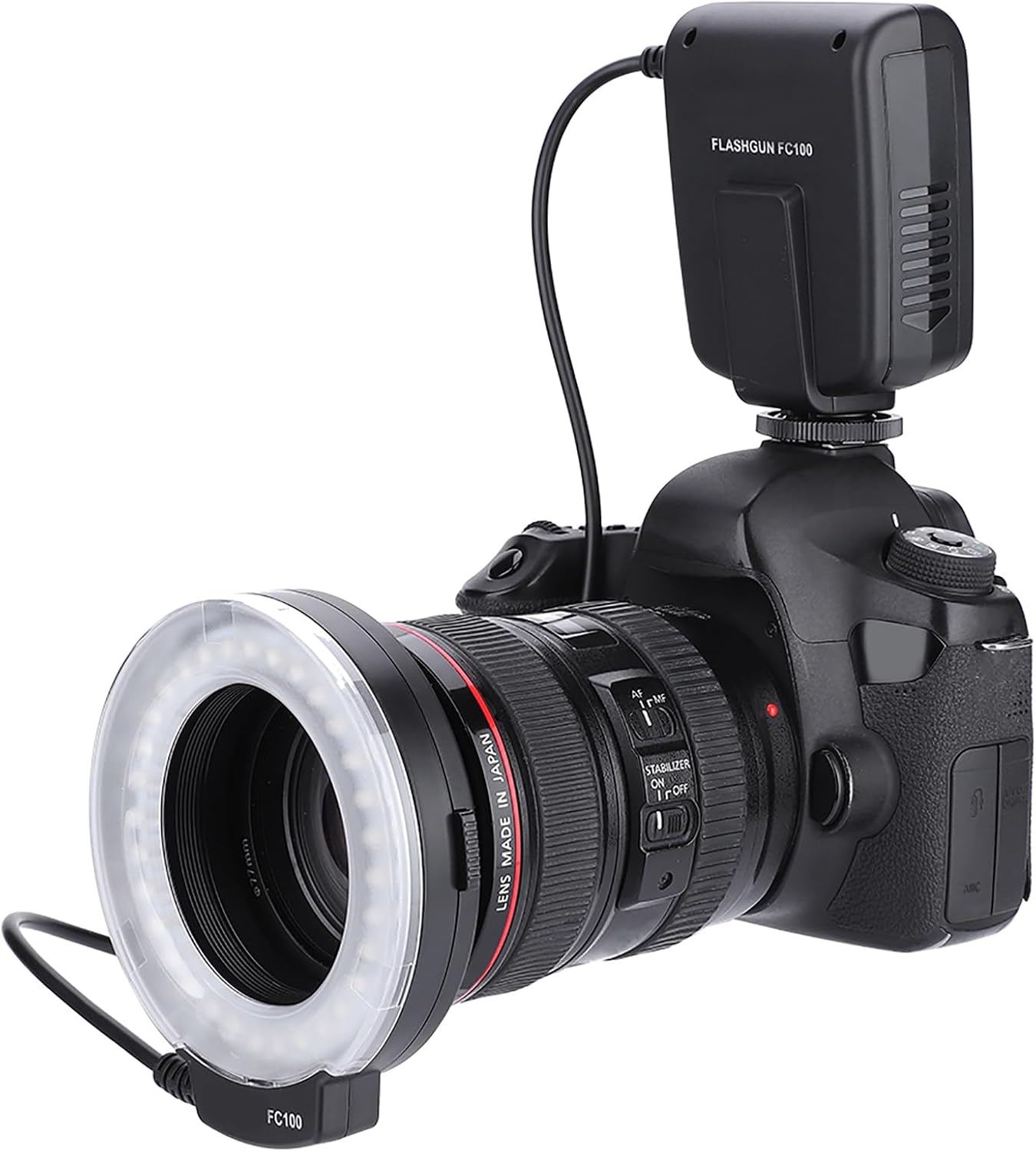 VBESTLIFE FC-100 Makro Universal LED Blitzring Studiofotografielicht 5000K Einstellbar auf 7 Stufen mit Adapterring 405 mm / 52 mm / 55 mm / 58 mm / 62 mm / 67 mm / 72 mm / 77 mm