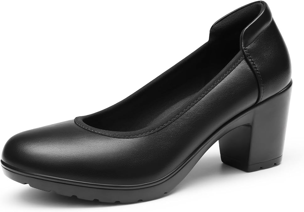 DREAM PAIRS Women's Chunky Round Toe Dress Shoes | Low Block Heels Work Pumps Comfortable Closed Toe Dress Wedding Shoes Nereida