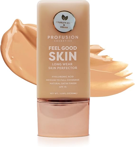 Profusion Cosmetics Lightweight Liquid Foundation for a Flawless and Elegant Radiance, Breathable Makeup for Improves Uneven Skin Tone, Cruelty-Free - Medium 1