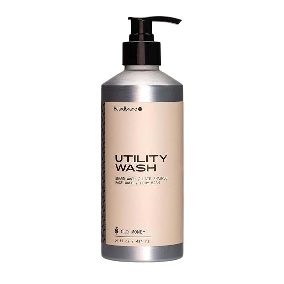 Beardbrand Utility Beard Wash for Men - Beard Itch Relief, Gentle Cleansing for Beard, Hair, Face, and Body - Old Money - 14 fl oz