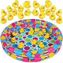 Gamie Duck Pond Matching Carnival Game for Kids, 36" x 6" Inflatable Pool & 20 Plastic Ducks with Numbers, Water Outdoor Game for Kids, Fun Memory Game for Backyard, Birthday Party Field Day Games