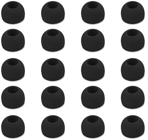 Silicone Replacement Ear Buds Tips, 20 Pcs, Black (Medium)