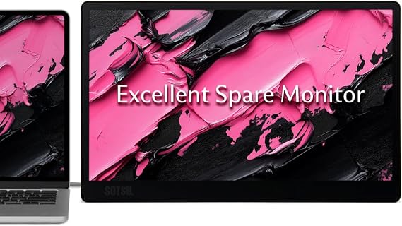SOTSU 15.6" Portable Monitor 1080P FHD 100% sRGB USB-C HDMI for Laptop | 300 Nits | 60Hz | 6W Low Power | Ultra Lightweight | Ideal for Gaming & Travel | Sleek Design
