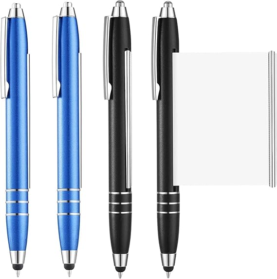 Pack of 4 Ballpoint Pens with Cheat Sheet, Cheat Sheet, Cutter Ballpoint Pen with Cheat Sheet, Retractable Refills, for Student, Graduation, Office, School (Blue, Black)