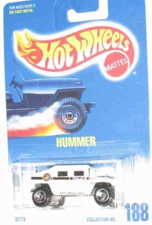 #188 Hummer White Police Tampos Unpainted Base Collectible Collector Car Mattel Hot Wheels 1:64 Scale