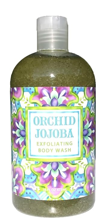 Greenwich Bay Trading Co. Exfoliating Scented Body Wash - Luxury Spa Quality, Shea & Cocoa Butter Enriched - 16 Ounce (Orchid Jojoba)