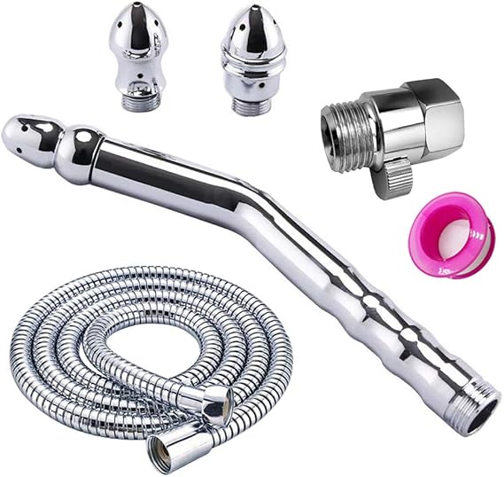 Handheld Aluminum Shower kit System Shower Douche Enema Kit - 3 Heads Shower Douche Cleansing System, Regulator and 59 inch Hose