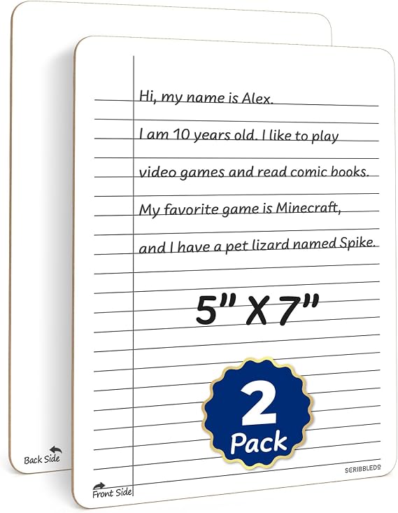 Scribbledo Mini Dry Erase Notepad 5x7, Lined Whiteboard Memo, 2 Pack