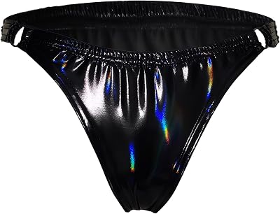SEAUR Women Sexy Glossy Panties Sparkly Metallic Underwear Shiny Breathable Soft Stretchy Thong Rave Bottom