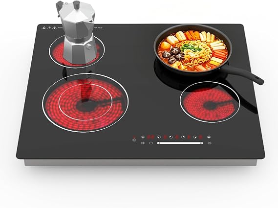 Electric Hob 60cm Built-in 4 Rings 6700W Slide Control Dual Ring