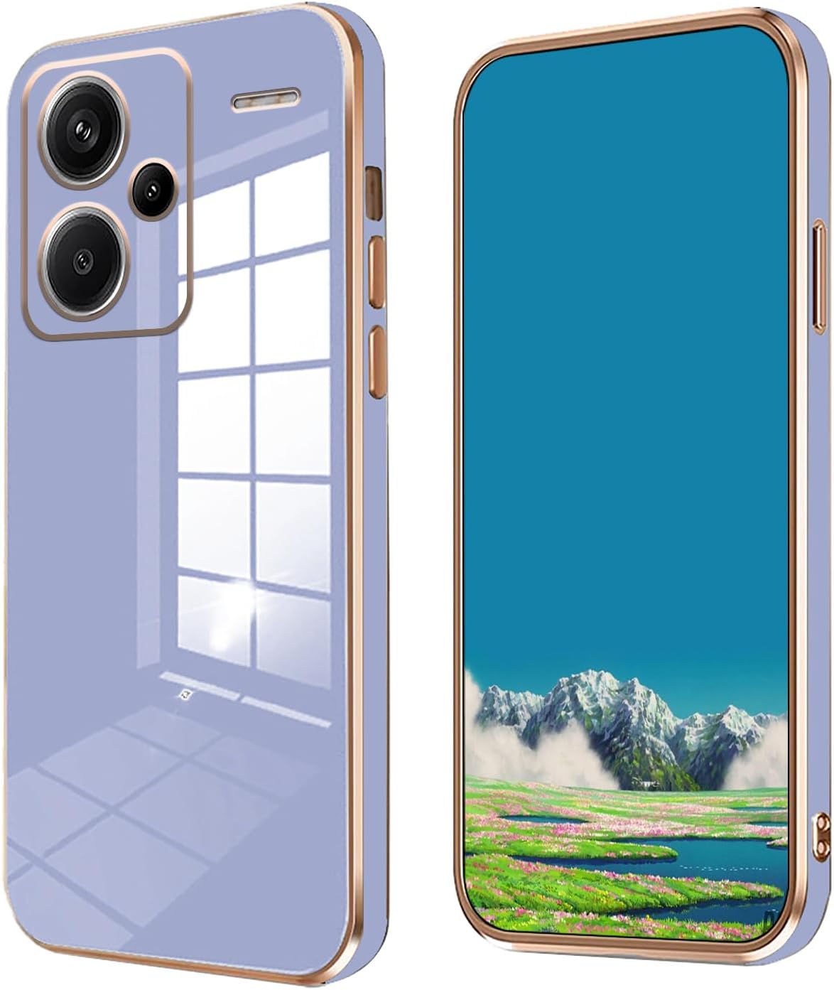 Wousunly Compatible with Redmi Note 13 Pro Plus Case Silicone Pink, Plating Xiaomi Redmi Note 13 Pro Plus Phone Case Shockproof Thin and Soft Cover Smoky Purple