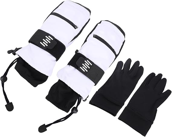 Ski Mittens, Wind Snowproof Warm Snowboarding Gloves for Men Women with Inner 5 Fingers Gloves and Adjustable Wrist Straps, for Skiing Snowboarding Hiking Winter Sports (XL)