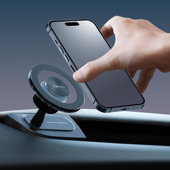 Phone Mount for Tesla Model Y Juniper 2025-2026, Magnetic Phone Holder for Tesla Model 3 Highland 2024-2026, Easy to Install, Suitable for iPhone & All Phones with Magnetic Sheet(Left corner only)