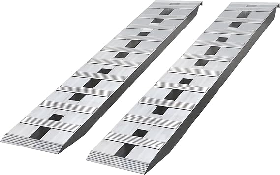 2pcs Aluminum Trailer Ramps 6000 lbs Capacity 60" x 12" Heavy Duty Universal Loading Ramp Portable Straight Fixed Ramp Truck Car ATV Auto Tractor Trailer Ramps with Treads
