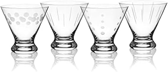 Mikasa Cheers Set of 4 Stemless Martini Glass, 8-Ounce, Clear