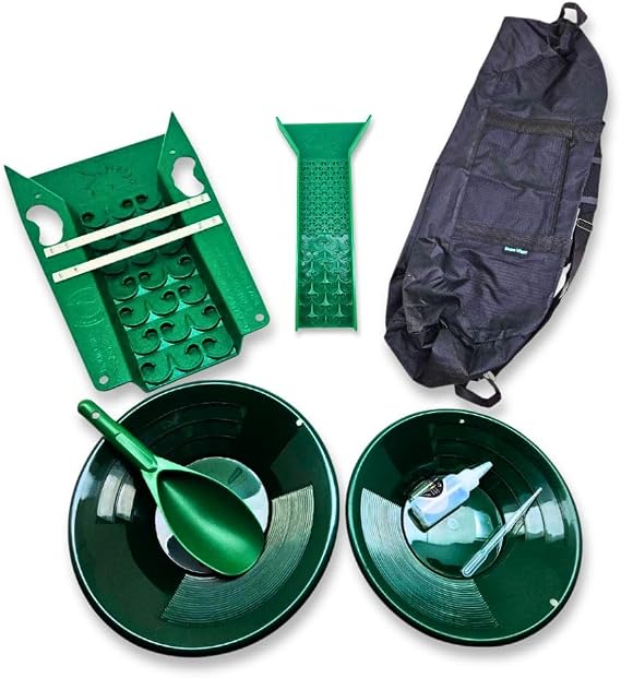 Dream Mat Complete 9-Piece Expedition Gold Prospecting Kit | Dual Sluice Box System (6x22 & 4x16), 2 Gold Pans & Bag | Professional Gold Mining Equipment for Panning & High Recovery