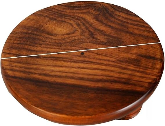 Wooden Chakla for Roti & Chapati Round Rolling Board for Dough | Traditional Indian Chakla Board for Belan Smooth Natural Wood