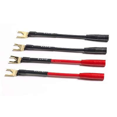 U Type Spade Plug to Female Banana Jack AudioVideo Adapter, 4mm Banana Jack Female to y Type Fork Spades Cable 4 Pack 3inch