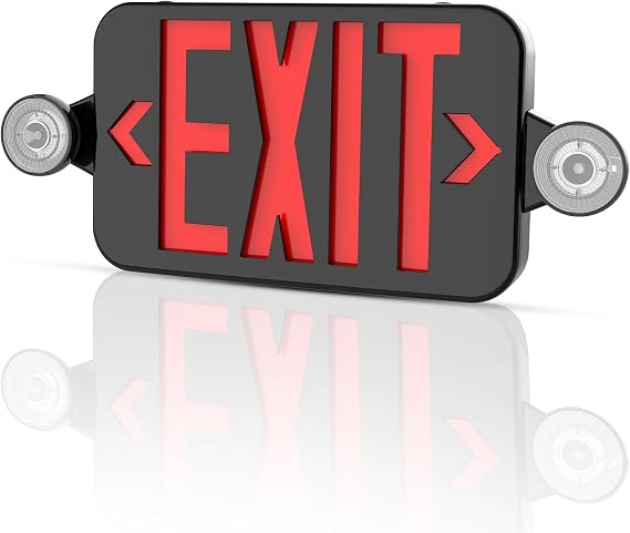 LED Exit Sign with Emergency Lights Dual Exit Lamp, 90 Min Battery Backup