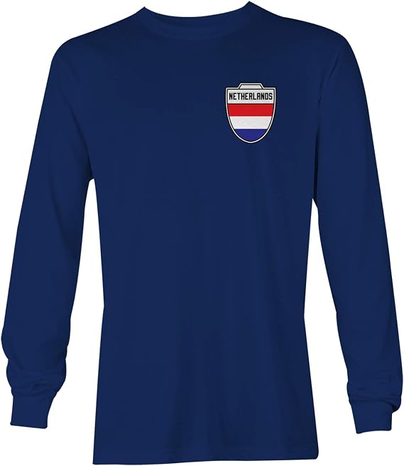 Netherlands Football Jersey - Dutch National Soccer Unisex Long Sleeve Shirt (Navy, X-Large)