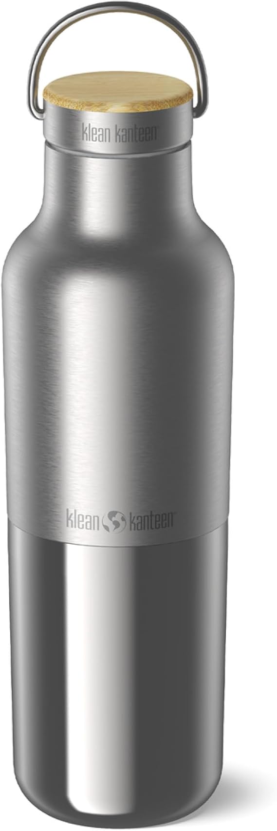 Klean Kanteen Rise Reflect Insulated Water Bottle - Reusable Water Bottle for Quick Hydration - Vacuum Insulation - Dishwasher-Safe - Bamboo Cap - Stainless Steel - 20 oz