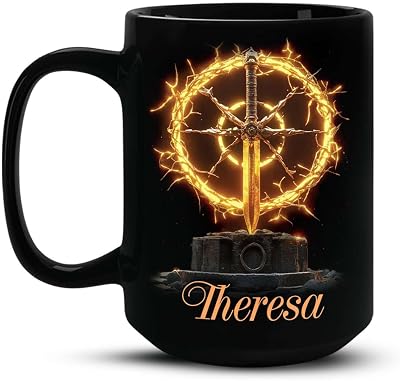 FABGIFT Personalized Choose Name Coffee Mug, Customized Glowing Inspired Cup, Birthday Mug Gift For Men Women, Fantasy Themed Ceramic Cup, Custom Black Mug 11oz Or 15oz, Art Keepsake Cup