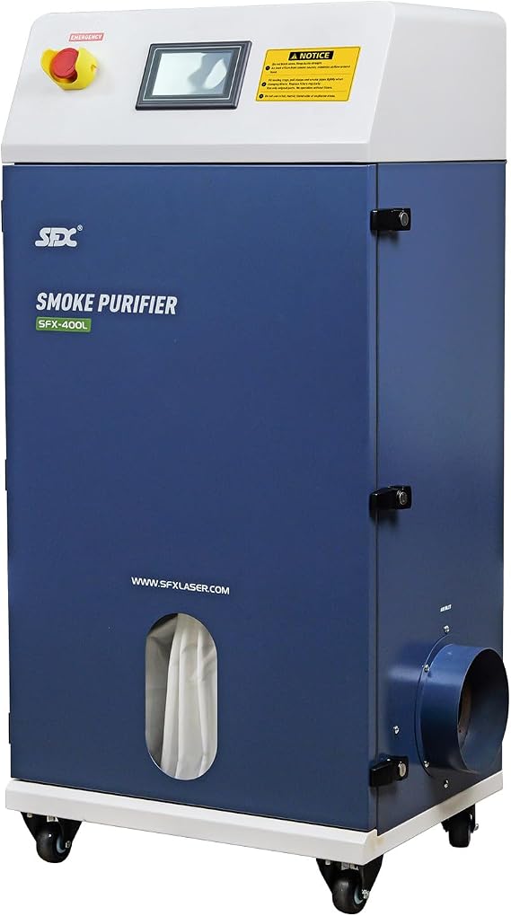 SFX Laser Solder Fumes Purifier Fume Extractor Dust Collector with 8-Layer Dust Bag Smoke Purify Machine 0.5um 99.9% 400L with H13 Ture HEPA Filter Smoke Removal Dust for Fiber Laser Engraver/Cleaner