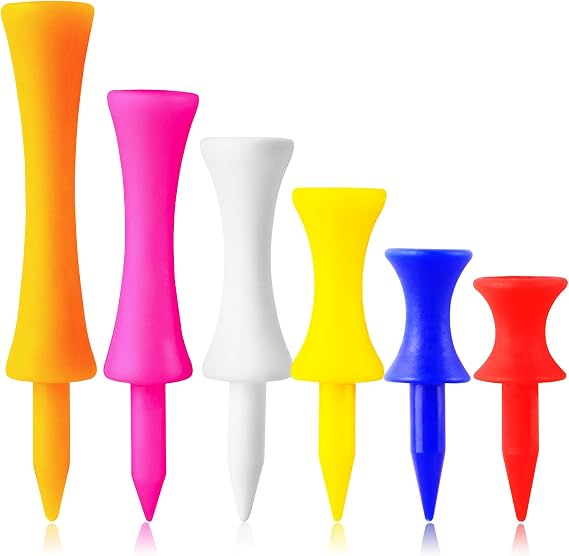 FINGER TEN Plastic Golf Castle Tees 100 Pack | Consistent Ball Height Design, Different Sizes Short Long Tee, Reusable Unbreakable Durable, Bright Easy Spot Colors