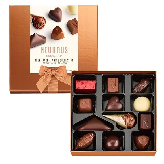 Neuhaus Belgian Chocolate Classic Discovery Collection Small 12 Timeless Neuhaus Pieces Assorted Milk, White & Dark Chocolate Pralines Gourmet Chocolate Gift