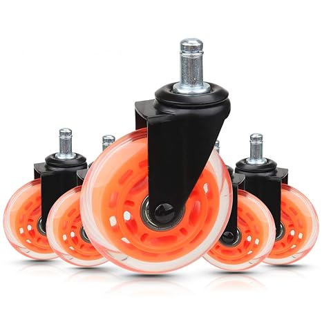 8T8 3" Caster (Pack of 5) Orange Transparent