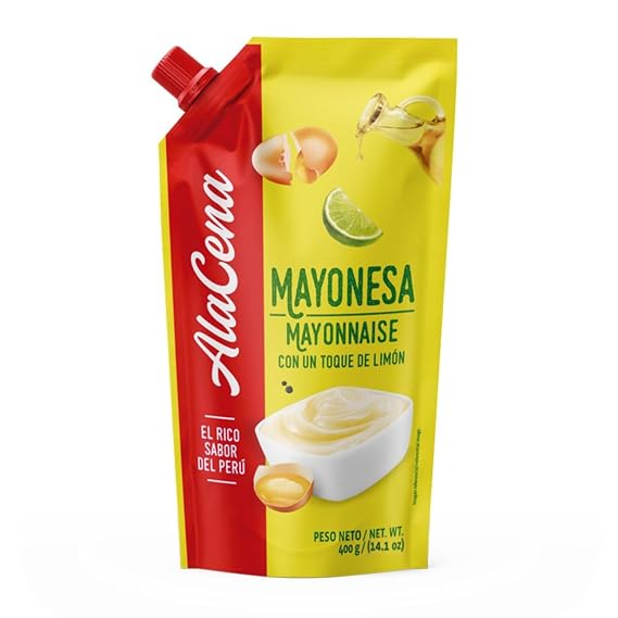 AlaCena Peruvian Mayonnaise with Lemon Touch 14.1 oz Imported from Peru Mayonesa con Toque de Limon