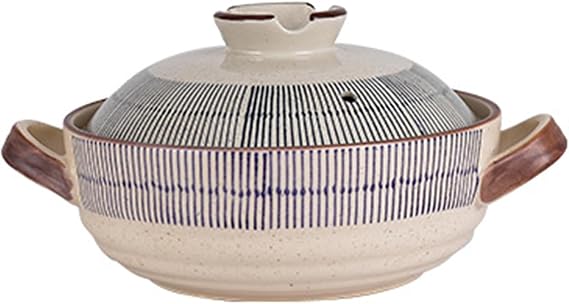 Ceramic Casserole Dish with Lid, Ceramic Cooking Pot Nonstick Earthenware Pot, Ceramic Stew Pot with Handle Round Ceramic Cookware for Stew Steam, Soup Bowl,1.5Quarts