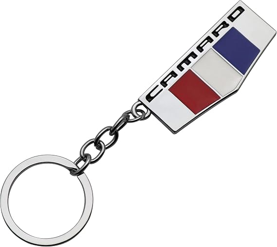 Aimoll 1Pc Camaro Key Chain Ring 3D Finish Keychain Keyring Alloy Key Holder Key Fob Replacement For Camaro Accessories (Silver)