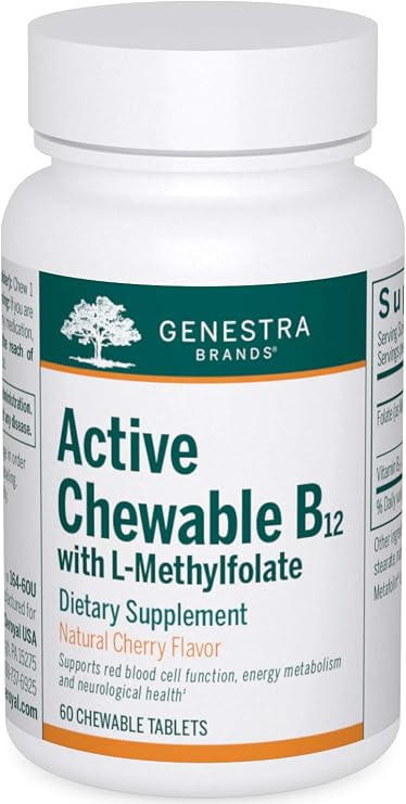 Genestra Brands Active B12 with L-Methylfolate, Cherry, 60 Tablets