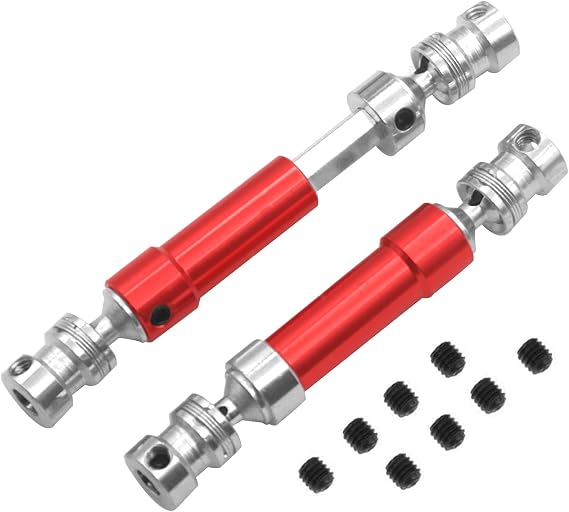 2Pack ShareGoo Alloy Rear Center Drive Shaft Transmission Shaft Compatible with WLtoys 12428 12423 12628 FY03 1/12 RC Car Rock Crawler,Red