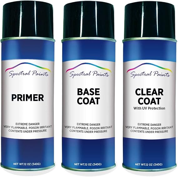 Spectral Paints Compatible/Replacement for Chrysler EBG Clearwater Blue Pearl - Aerosol Primer, Touch-Up Spray Paint & Clear Coat