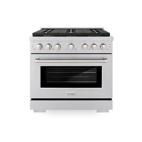 ZLINE 36 in. 5.2 cu. ft. Paramount Gas Range with 6 Burner Cooktop and Convection Gas Oven in Stainless Steel (SGR36)