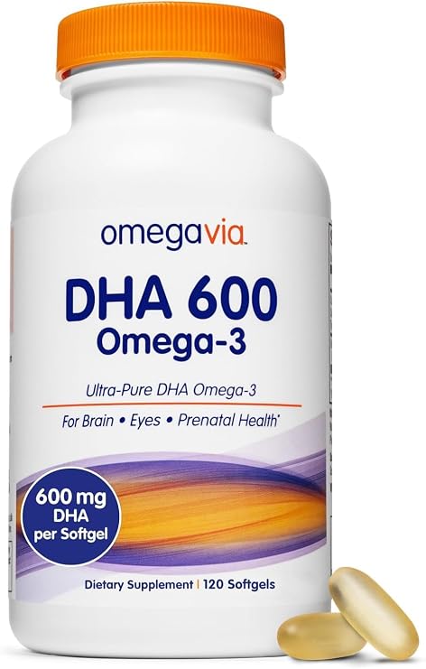OmegaVia DHA 600 Ultra Pure Omega 3 Fish Oil Supplement (120 Softgels)