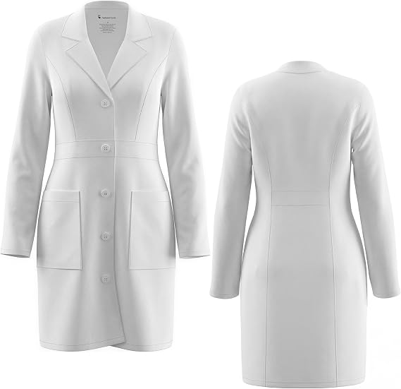 Doctor Lab Coat for Women - Pandamed Long Sleeve Full Length Slim Hospital Coat 38 39 Inch JY8023