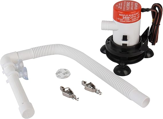 SEAFLO 10 Series Portable Livewell Aerator Kit - 12V, 350 GPH, Adjustable Hosepipe, Submersible, Corrosion-Resistant, Efficient Oxygenation, Fresh/Saltwater Use, CE & ROHS Certified,